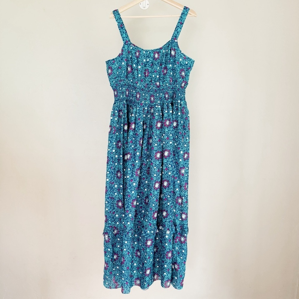 Sundance Turquoise Floral Maxi Dress with Purple Accents